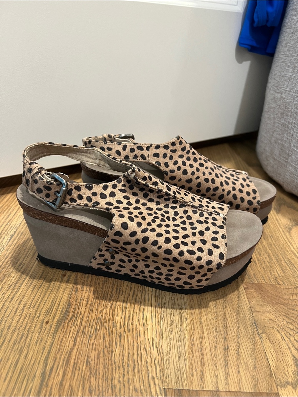 Leopard Print Platform Wedge Sandals - Women